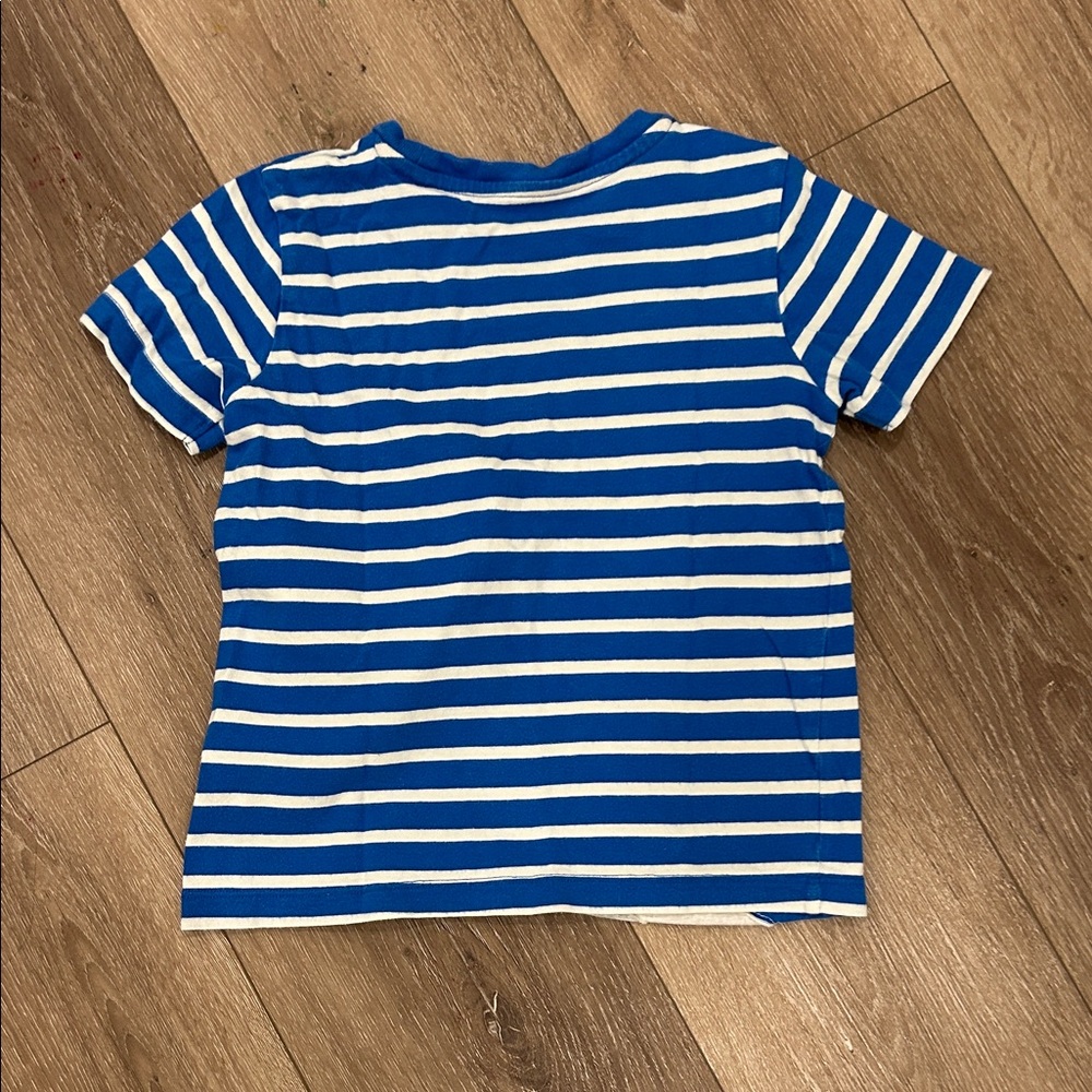 Mini Boden Blue and White Striped Tee with Seagull and Donut Design - Picture 3 of 3